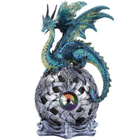 Handpainted Resin Dragon On Color-Changing and Emitting LED Lighted Sphere