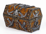 Skull and Chain Pirate's Chest Jewelry/Trinket Box Figurine 5 Inches L