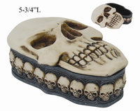 Ossuary Skull Lidded Trinket stash Box 5 Inch Width