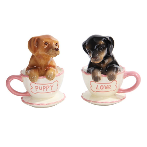 Pacific Trading Dachshund Puppies Tea Cup Puppy Love Salt and Pepper Shakers Set
