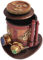PTC 7 Inch Steampunk Themed Machinery Hat Jewelry/Trinket Box Figurine