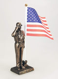 US Coast Guard Cold Cast Bronze Coast Guard Officer Salute Stars and Stripes Honoring America's Finest Desktop Collectible Pen Holder