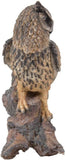 Pacific Giftware Realistic Looking Eagle Owl Perched On Stump Statue Gallery Quality Detailed Sculpture Amazing Likeness Life Size Scale Resin Sculpture Hand Painted Statue Indoor Outdoor Decor