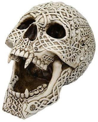 PTC 8 Inch Celtic Engraved Pattern Devil Skeleton Skull Statue Figurine