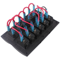 12V 6 Gang Car Boat Switch Panel Waterproof Auto Fuses With LED Indicators Rocker IP68