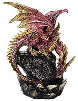 Double Headed Red Dragon LED Lighted Geode Rock Cavern Figurine