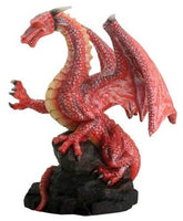Red Dragon On Rock Fantasy Figurine