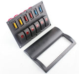 12V 6 Gang Car Boat Switch Panel Waterproof Auto Fuses With LED Indicators Rocker IP68