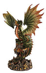 26.25 Inch Large Dragon Protecting Gold Coin Treasure Statue Figurine