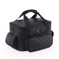 Quilted Makeup Artist Cosmetic Travel Bag with Storage Pocket and Removable Pouches, Ideal for Cosmetic Bottles and Brush Holder