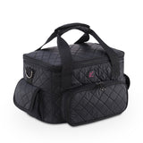Quilted Makeup Artist Cosmetic Travel Bag with Storage Pocket and Removable Pouches, Ideal for Cosmetic Bottles and Brush Holder