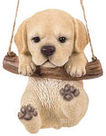 Pacific Giftware Realistic Yellow Labrador Puppy Hanging from Branch Rope Hanger Statue