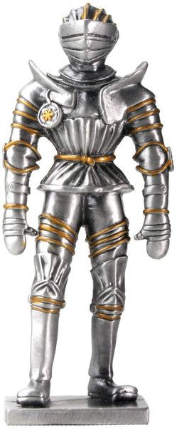 4 Inch Cold Cast Resin Silver German Knight Armor Figurine
