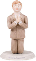 Pacific Giftware First Communion Boy Praying on His Knees Statue Fine Porcelain Figurine, 5.25" H