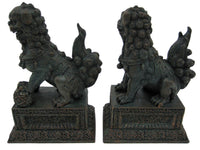 Chinese Guardian Lions Foo Dogs Bronzed Finish Statue Bookends