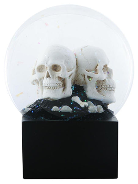 4.5 Inch LED Cream Colored Multiple Skull Heads Water Globe