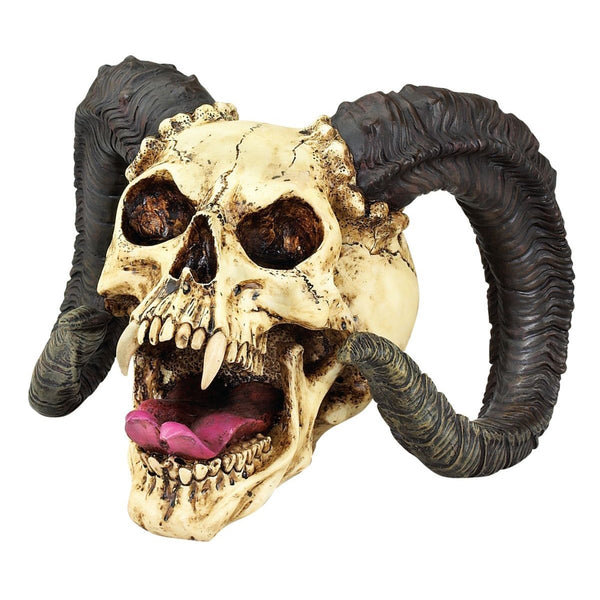 XoticBrands Gothic Halloween Decor Skull of Devilish Horned Beast Sculpture Statue