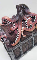 Decorative Davy Jones Locker Treasure Chest with Octopus Collectible Trinket Box 5 Inches