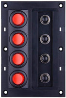 X-Haibei Marine Boat Rocker Switch Panel Round Button ON-Off Red LED 4 Way Circuit Breaker