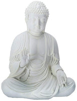 Amida Buddha Meditating Teaching Mudra Statue White, Resin 5.25" H