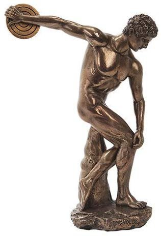 PTC 10.75 Inch Bronze Colored Discovolous with Disc Figurine Statue