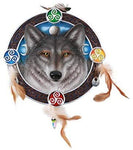 PT Celtic Grey Wolf Dream Catcher Home Decorative Resin Wall Plaque