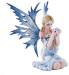 4.75 Inch Fairyland Blue Winged Fairy with Flowers Statue Figurine (4.5)