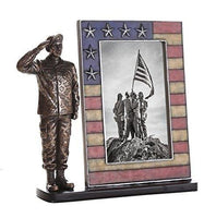 US Army Cold Cast Bronze Army Officer Salute Stars and Stripes Honoring...