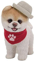 Pacific Giftware PT Short Hair Boo Dog with Straw Hat Cowboy Scarf Home Decorative Resin Figurine
