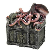 Decorative Davy Jones Locker Treasure Chest with Octopus Collectible Trinket Box 5 Inches