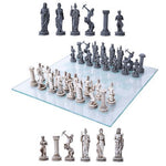 Greek Mythology Chess Set With Glass Board