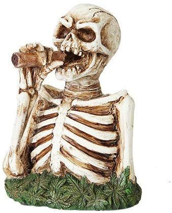 5.5 Inch Pot Smoking Skeleton Bust Incense Burner Statue Figurine