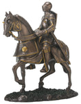 YTC Shiny Bronze and Silver Colored English Knight on Horse Figurine