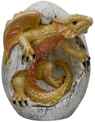 PTC 4.75 Inch Yellow Dragon Hatchling in Egg Casing Statue Figurine