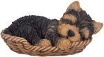 Pacific Giftware Yorkie Puppy in Wicker Basket Pet Pals Collectible Dog Figurine 6.5 Inches L