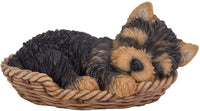 Pacific Giftware Yorkie Puppy in Wicker Basket Pet Pals Collectible Dog Figurine 6.5 Inches L