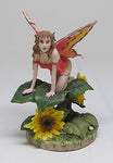 PTC 5.5 Inch Sunflower Winged Fairy Sitting on Flowers Statue Figurine