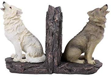 Pacific Giftware PT Howling Wolfs Decorative Resin Bookends Set