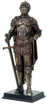 Medieval Knight Statue Bronze Finishing Cold Cast Resin Statue 11 3/4" tall