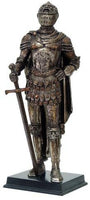 Medieval Knight Statue Bronze Finishing Cold Cast Resin Statue 11 3/4" tall