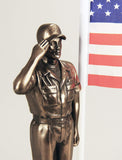 US Coast Guard Cold Cast Bronze Coast Guard Officer Salute Stars and Stripes Honoring America's Finest Desktop Collectible Pen Holder