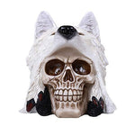Pacific Giftware Skull with White Wolf Statue Collectible Home Decor Resin