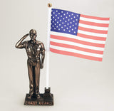 US Coast Guard Cold Cast Bronze Coast Guard Officer Salute Stars and Stripes Honoring America's Finest Desktop Collectible Pen Holder