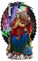 Pacific Giftware PT Seated Santa Muerte Saint Death Grim Reaper LED Color Fiber Optic Resin Statue Figurine