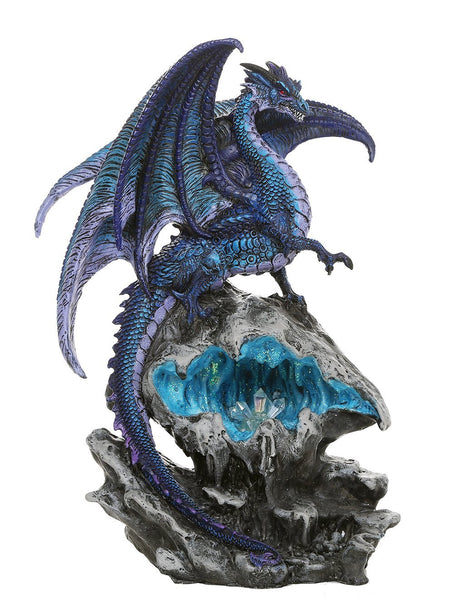 Pacific Giftware Checkmate Dragon with LED Light Frozen Blue Crystal Mountain 12.5H