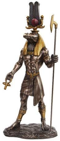 PTC 11 Inch Egyptian Sobek Mythological God Bronze Finish Statue Figurine