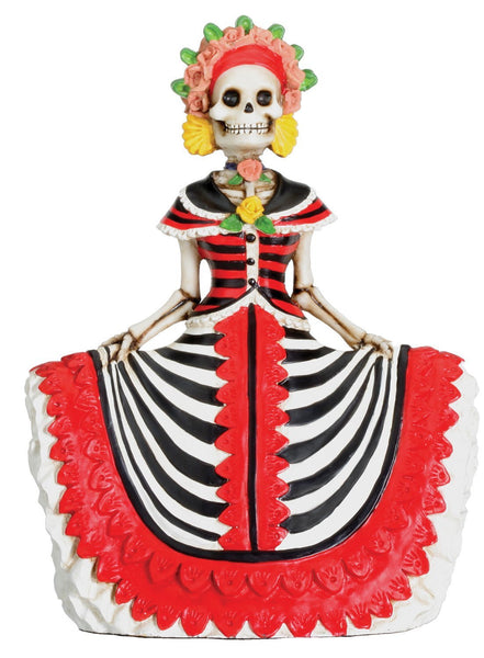 Dod Red Senorita Mexican Traditional Skeleton Sculpture