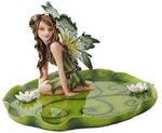 10274 Resin Jewelry Holder Tray Dish Fairy Figurine on Leaf, 6.25"