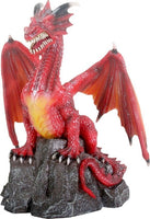 YTC Summit International Red Dragon Standing on Rock Fantasy Statue Figurine Mythical Decoration New