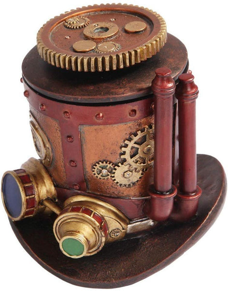 PTC 7 Inch Steampunk Themed Machinery Hat Jewelry/Trinket Box Figurine